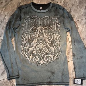 NWT AFFLICTION Reversible Thermal Sweatshirt M